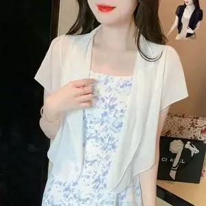 [하프클럽/]여름 베이직 쉬폰 가디건 여성 올데이 원피스코트 반