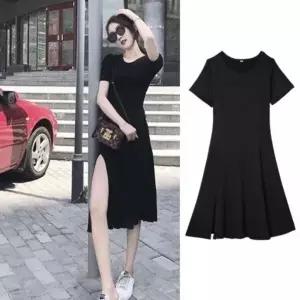 [하프클럽/]이너 베이직 라운드 원피스 트임 올데이 롱드레스 블