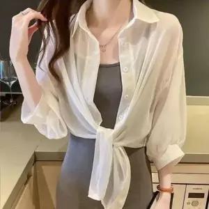 [하프클럽/]볼레로 인기 얇은 케이프 가디건 감성 카디건 숄 쉬폰
