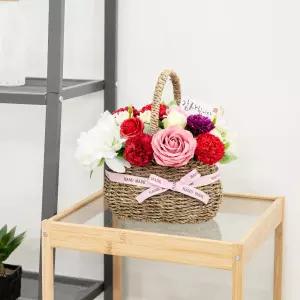 비누 카네이션 조화 바구니 피오니 set 26cm 꽃 어버이날 스승의날 테이블 장식 감사 선물 행사 소품