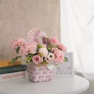 카네이션 조화 바구니 리틀달링set 35cm 꽃 어버이날 스승의날 테이블 장식 감사 선물 행사 소품