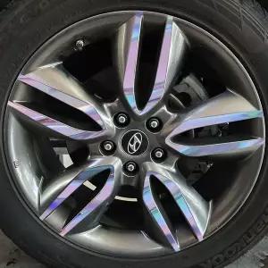 스킨택 홀로그램 휠스티커 싼타페DM 익스 19인치 ,휠4짝분