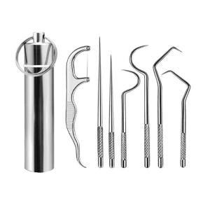 고급 티타늄 이쑤시게 세트 치실 열쇠고리 이쑤시개