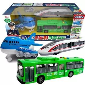 씽크 해피트립 교통놀이 3종 세트 /비행기 시티버스 고속열차 사운드 작동 완구 장난감