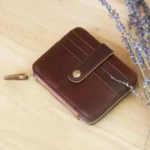 Y11 블루마운트 천연 소 가죽 남녀 공용 카드 지갑/컬러 디자인 여성 남성 슬림 미니 카드용 수납 보관