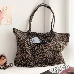 레오파드 탄탄한 대형 숄더 캔버스 에코백 가방