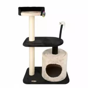 산시아 캣타워 레나펫1(블랙 베이지콤보)/고양이스크래쳐/고양이장난감/용품/스크레쳐/고양이해먹/원목/