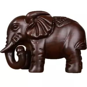 코끼리 나무 조각 개업 집들이 회사 선물용 거실 책상 흑단 정목 정교 12cm 1쌍
