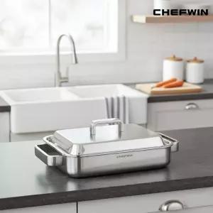 쉐프윈 통5중 316Ti 티타늄 스텐 사각그리들팬 샤브샤브냄비 조개찜 오뎅탕 전골냄비