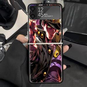 핸드폰케이스 죠죠의 기묘한 모험 쿠죠 조타로 Z 플립7 플립6 플립5 플립4 플립3 갤럭시 Z플립 7 6 5 4 3 5G 블랙 폰 케이스 커버 DS-6V