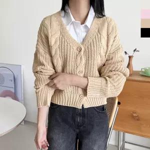 국산 여성 브이 꽈배기 하찌 가디건 WDM-WCD-CAT 1034