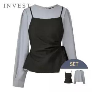 [인베스트] 베이직 피치 블라우스+뷔스티에 세트_IN5W1BL5031