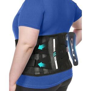 허리 완화를 위한 백 브레이스, 탄소 섬유 지지대, 인체공학적 곡선형, 초박형 에어 메시, 경량 및 조절 가능한 디자인, 3XL 사이즈