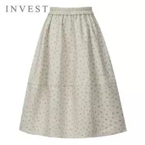 [인베스트] 리프 나염 볼륨 모직 스커트_IN5W1SK8301