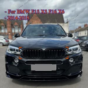 BMW 호환 F15 X5 F16 X6 2014-2018용 글로스 블랙 프론트 범퍼 키드니 그릴 더블 라인 스포츠 레이싱 자동