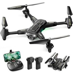 카메라가 장착된 SYMA 드론, 초보자를 위한 X710W FPV HD 1080P 카메라 광학 흐름 위치 지정이 가능한 접이식 쿼드콥터 장난감 선물, 탭 플라이, 헤드리스 모드, 24분 긴 비행 시간