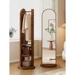 전신거울 행거 수납형 러닝 스타일 월넛 회전식 드레스룸 36x166 예