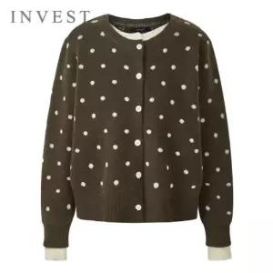 [인베스트] 더블 배색 도트 나염 가디건_IN5W1KC4881