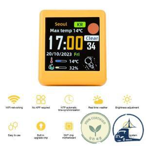 어 버전 미니 휴대용 스마트 와이파이 기상 관측소 시계 선물 디스플레이 온도 데스크탑 장식
