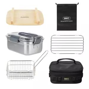 800도씨 스텐 캠핑 반합 밀폐용기 + 가방 + 튀김망 + 우드도마뚜껑 풀세트