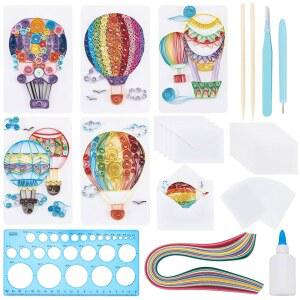 위비디 20세트 성인 초보자를 위한 종이 큐링 키트 DIY 5가지 스타일의 열기구 인사말 카드 만들기 키트, 발렌타인데이 크리스마스 파티 선물용 용품 포함