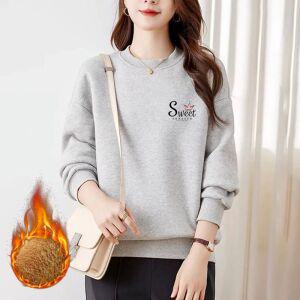 스타일아유 여자 캐주얼 스타일의 루즈핏 가을 겨울 티 레터링 가을 겨울 기모 맨투맨 TS2254