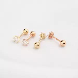 14k 1부 3mm 엑설런트 모이사나이트 다이아몬드 육발 피어싱 귀걸이