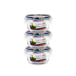 뉴오븐글라스 원형 200ml-3개/밀폐용기/내열유리/오븐용기/전자레인지