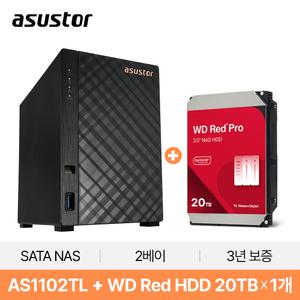 ASUSTOR 아수스토어 DRIVESTOR 2 Lite AS1102TL 20TB (WD NAS용 Red HDD 20TB X 1개) 대원씨티에스