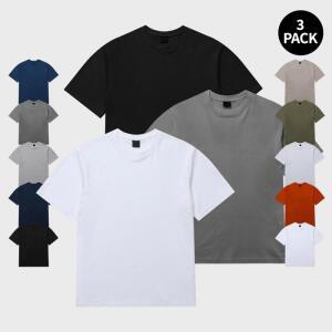 16수 무지 반팔 티셔츠 이너 흰티 면티 희색 검정 3팩