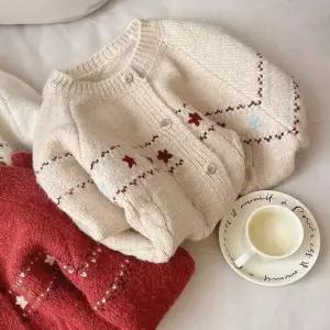 라운드 베이직 가디건 가을 꽃 겨울