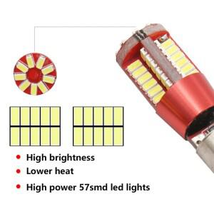 자동차 LED 번호판 조명 주차 BA9S H21W T4W 3014 57SMD 흰색 DC12V H5W 1개