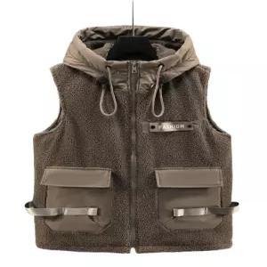 남자 여자 빅사이즈 모자 후드 뽀글이 민소매 기모 조끼