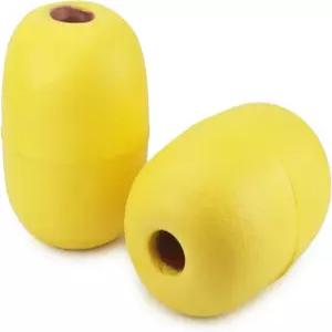 QWORK 2팩 타원형 수상 부유물 3/16인치 구멍 1개 6인치 x 8인치 앵커 라인 수영장 스키 로프 노란색