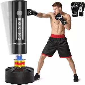 XDDIAS 70인치 프리스탠딩 펀칭백 복싱 글러브가 달린 무거운 복싱백 킥복싱백 MMA 무술 훈련용 남자
