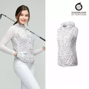 선덜랜드 여성 망사 별 프린팅 후드 조끼 - 16722WV61