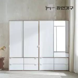 장인가구 코라 2400 세트 서랍옷장(행거)+거울 서랍옷장(선반)