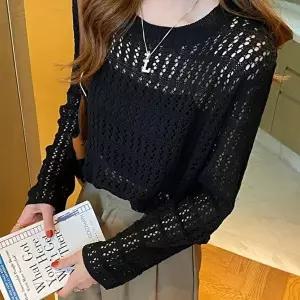 루즈핏 여름 긴팔 그물 니트 LM0057 가디건 니트 조끼 (KYR-WFGWT39)