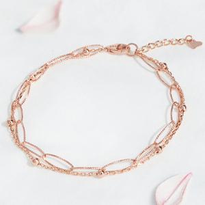 14K 18K 레이어드 체인 두줄 팔찌 19.5cm 루시 여성 패션 핑크골드 데일리 금팔찌