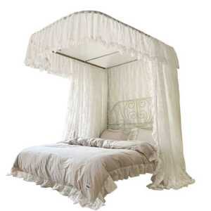 공주 침대 캐노피 커튼 레이스 프레임 침실 사각 데코