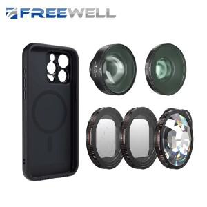 Freewell Sherpa Pro 렌즈 키트 1.7x 망원 및 장거리 매크로 iPhone 15/14 & Max용 크리에이티브 필터 3팩