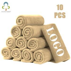 10PCS 35x75cm 사용자 정의 로고 수건 무료 레이저 엠보싱 레터링 마이크로 화이버 미용실 이발소 선물 개