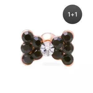 14K 금침 블랙리본 큐빅 데일리 피어싱 귀걸이 1+1