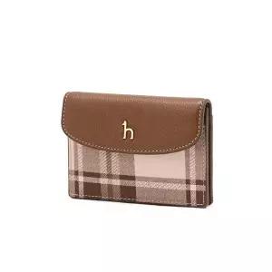 [헤지스 악세사리]헤지스 액세서리 여성 [스테디셀러] 버건디 체크 소가죽 카드지갑  (WIHO4F702D2)