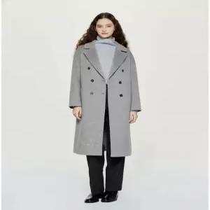 헤지스 여성 25FW [시즌오프]캐시미어 블렌디드 핸드메이드 더블 롱코트 그레이 HSCO5DC02G2