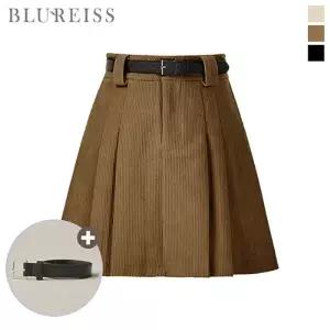 [블루레이스] 벨트셋 코듀로이 핀턱 미니 스커트_B5W1SK8051