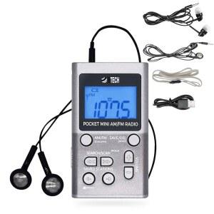 [미국배송] 두 가지 유형의 스테레오 헤드폰이 있는 BTECH MPR-AF1 AM FM 개인 라디오 시계 뛰어난 수신 성능 및 긴 배터리 수명 미니 포켓 워크맨 라디오(실버)