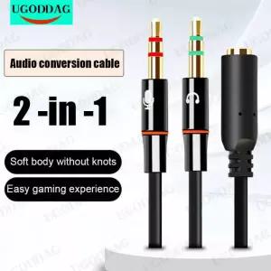 Y젠더 Y잭 이어폰 마이크 헤드셋 컴퓨터 헤드폰 오디오 변환기 분배기 35mm 여성 2 듀얼 남성 Y