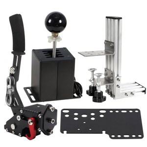 PC USB 시뮬레이터 시프터 64비트 핸드브레이크, 클램프 L자형 레버 키트, G29 G27 G25 G920 T300RS/GT 스티어링 휠 순차 H 기어 시프터, ATS ETS 더스트 WRC 심 레이싱 게임 6+R 블랙 호환