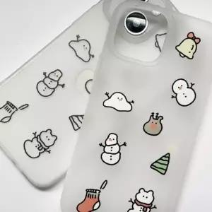 겨울 드로잉 반투명화이트 17 갤럭시 캐릭터 폰케이스 실리콘 젤리 투명 겨울 크리스마스
